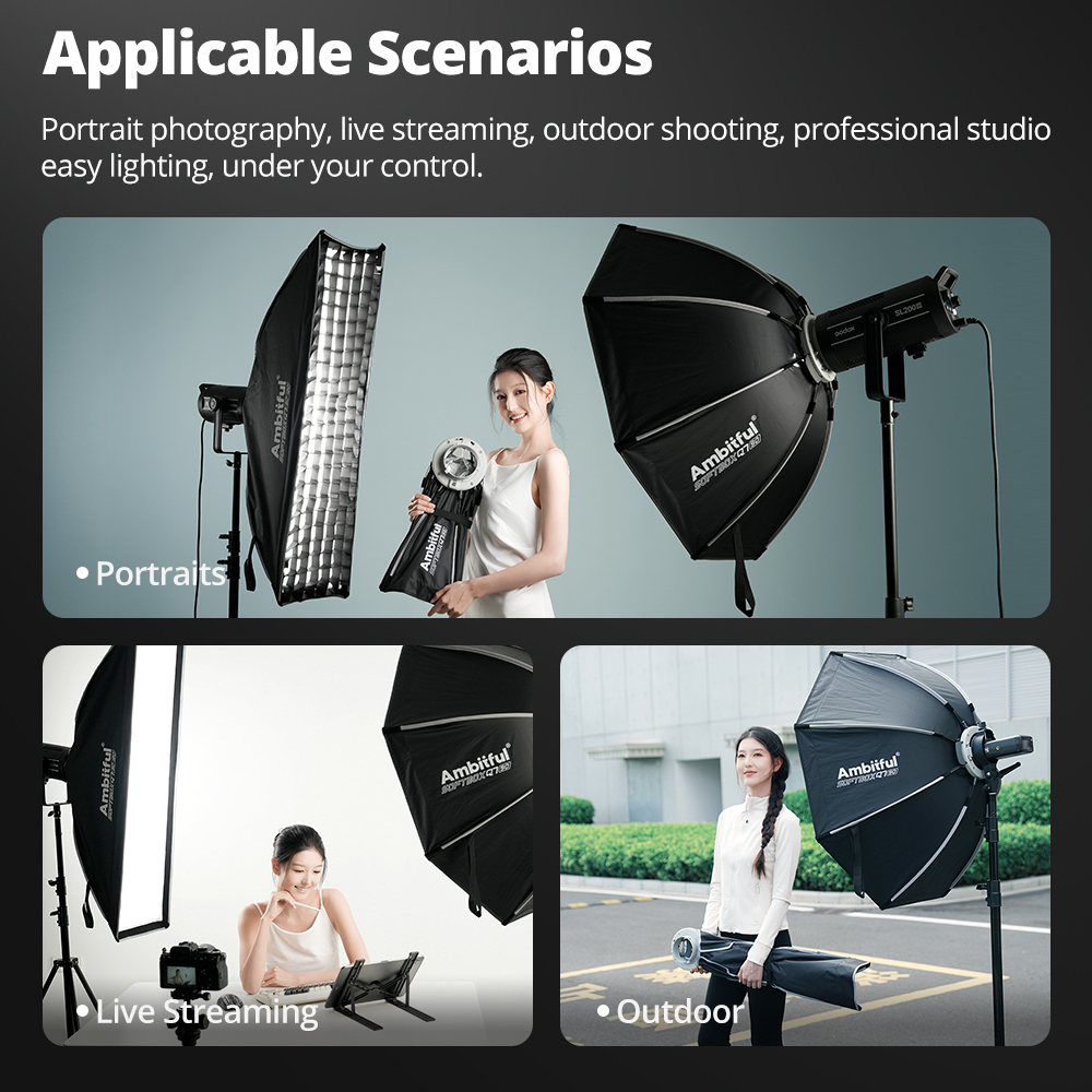 AMBITFUL Seri Q3/Q7/Q9 Softbox - Beauty Dish Softbox ulasan dan harga