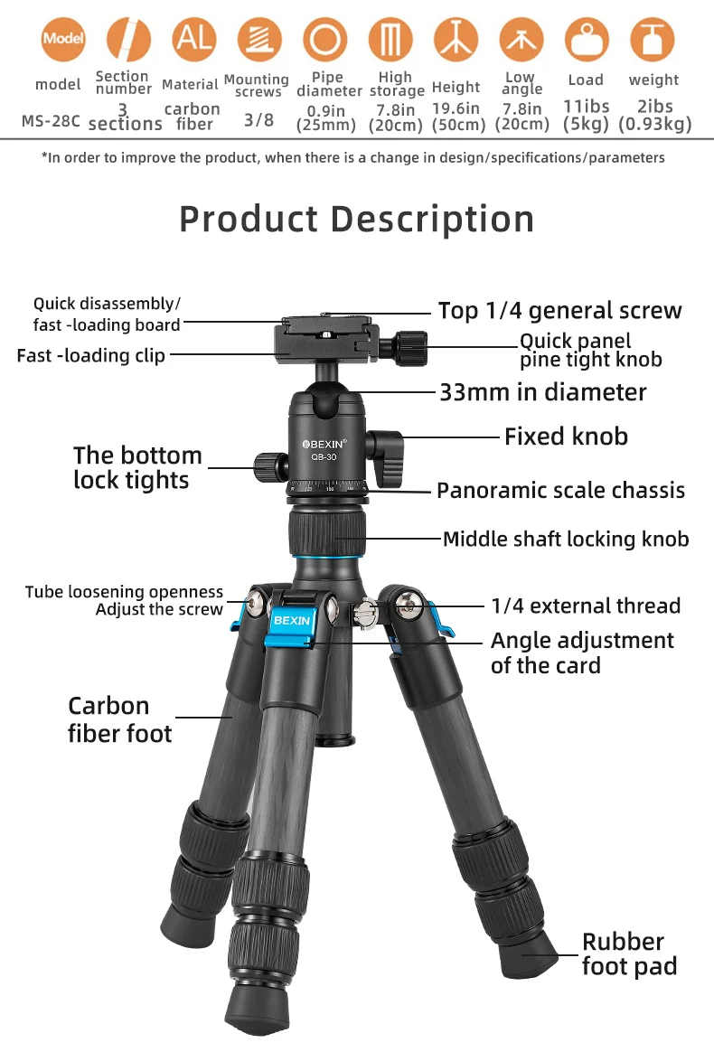 Tripod serat karbon Mini, Trip - Camera Tripod Carbon ulasan dan harga