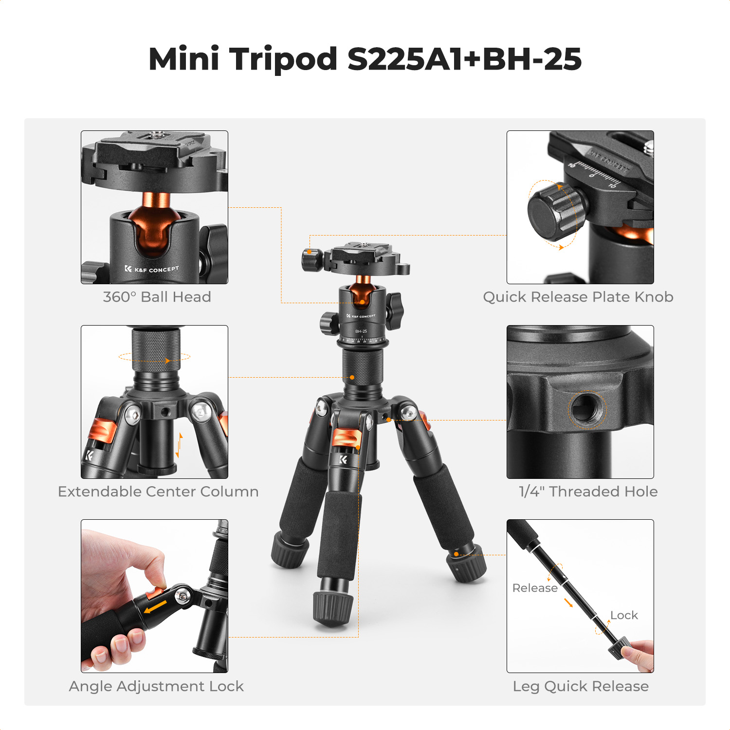 K&F CONCEPT Tripod Mini Deskto - Camera Tripod Carbon ulasan dan harga